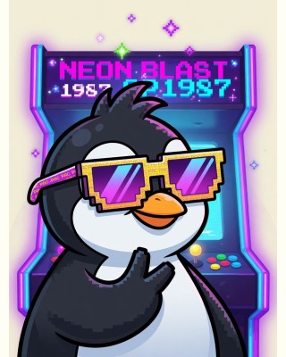 Pixel Penguin cartoon portrait