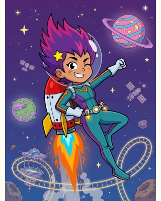 Rocket Rina cartoon portrait